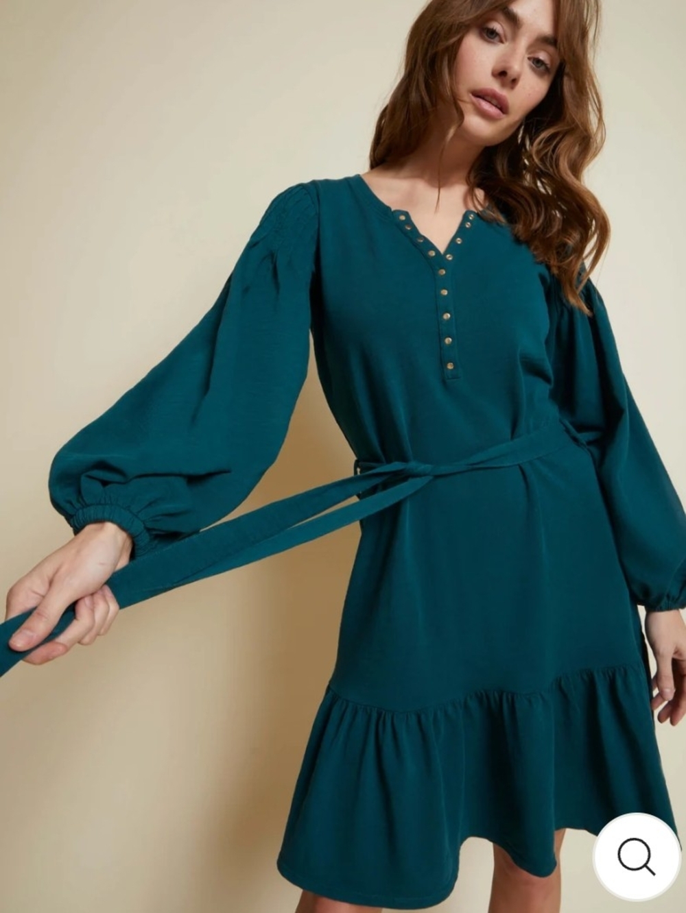 Nation LTD Talli Flounce Mini Dress Deep Teal Belted XS